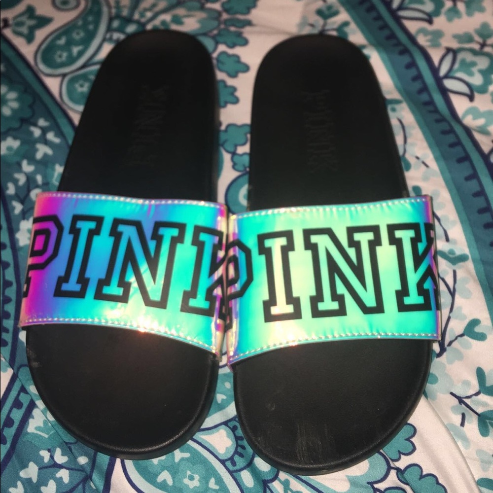 Pink holographic slides 8.5